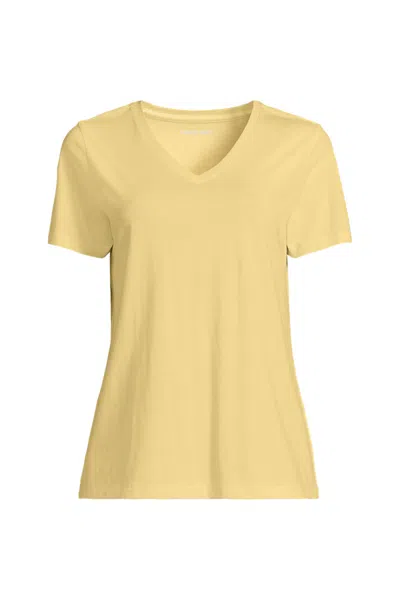 Lands' End Supima Cotton V-neck T-shirt In Yellow