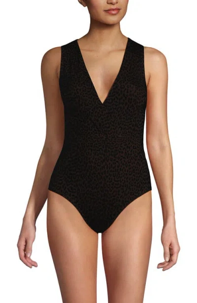 Lands' End Surplice Tie Back One Piece In Black
