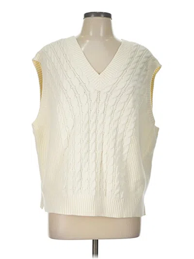 Pre-owned Lands' End Sweater Vest In Ivory