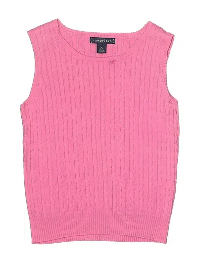 Pre-owned Lands' End Kids'  Sweater Vest In Pink