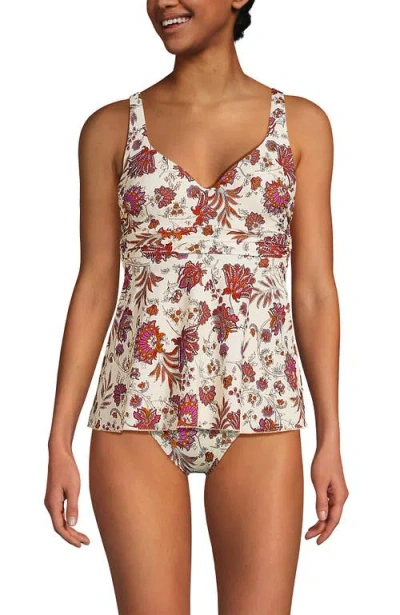 Lands' End Sweetheart Belted Flutter Tankini In Multi