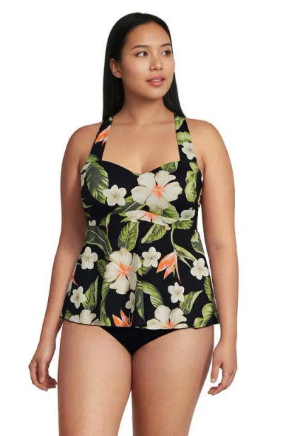 Lands' End Sweetheart Fauxkini One Piece In Black