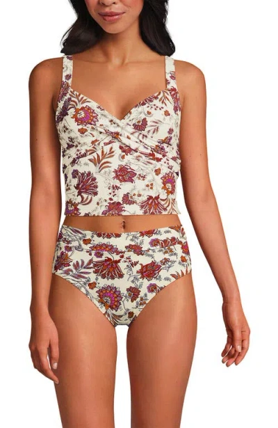 Lands' End Sweetheart Wrap Midkini Top In Multi