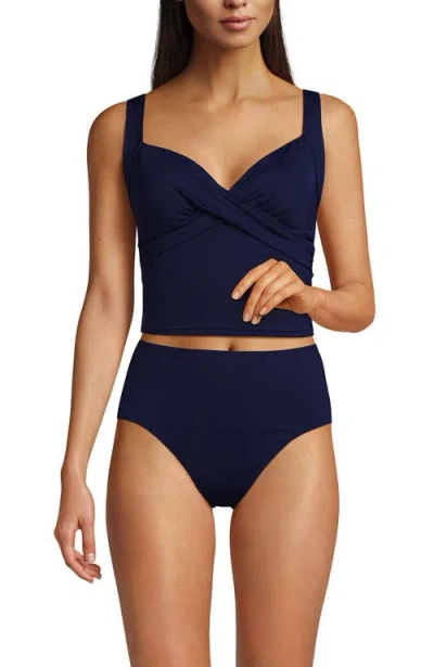 Lands' End Sweetheart Wrap Midkini Top In Blue