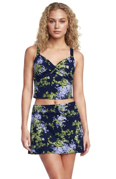 Lands' End Sweetheart Wrap Midkini Top In Blue