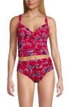 Lands' End Sweetheart Wrap Midkini Top In Red