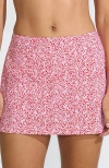 Lands' End Swim Skirt Swim Bottoms In Coral Rose/white Ditsy Lilies
