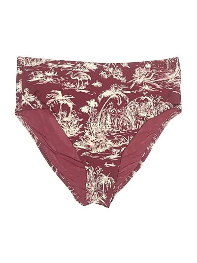 Pre-owned Lands' End Swimsuit Bottoms In Burgundy