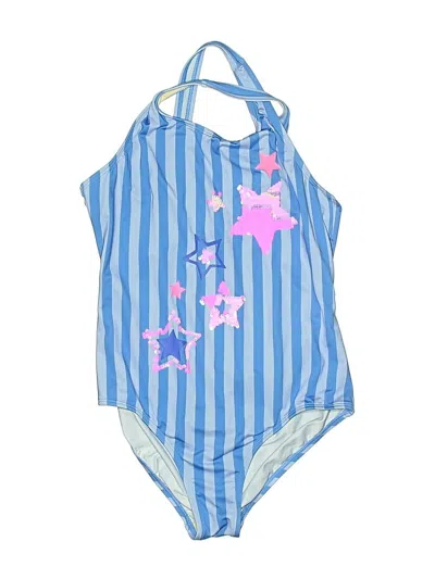 Pre-owned Lands' End Kids'  Swimsuit Cover Up In Blue