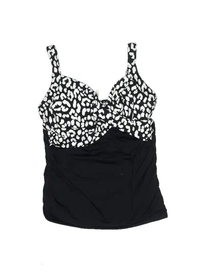 Pre-owned Lands' End Swimsuit Top Black Animal Print Pattern Swimwear