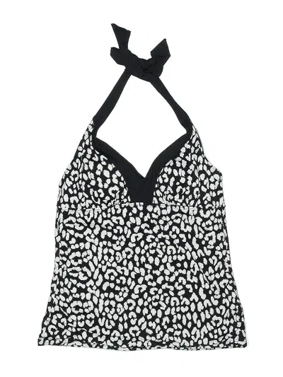 Pre-owned Lands' End Swimsuit Top Black Animal Print Pattern Swimwear