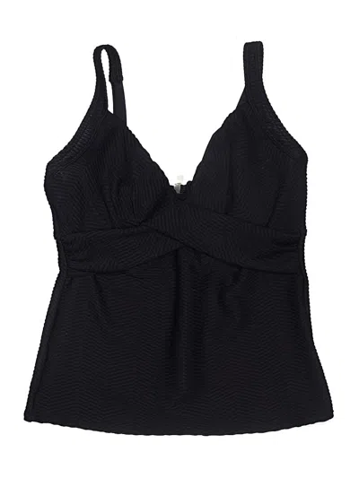 Pre-owned Lands' End Swimsuit Top Black Chevron/herringbone Pattern Swimwear