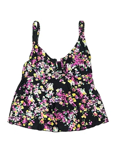 Lands' End Swimsuit Top Black Floral Pattern Swimwear