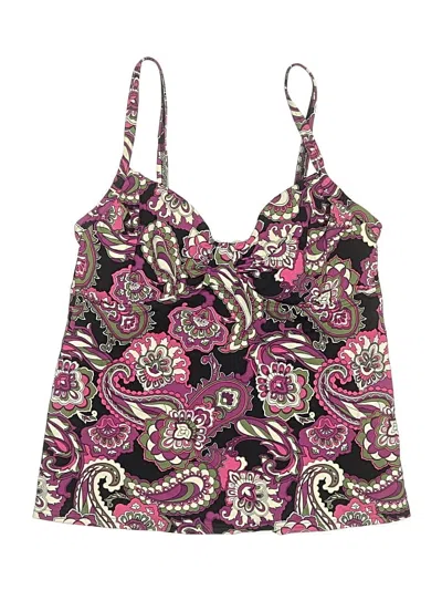 Pre-owned Lands' End Swimsuit Top Black Paisley Pattern Swimwear