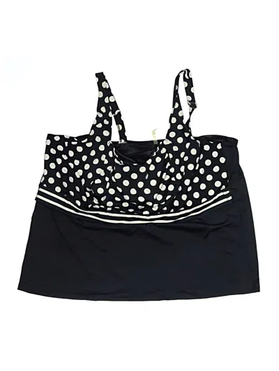 Pre-owned Lands' End Swimsuit Top Black Polka Dots Pattern Swimwear