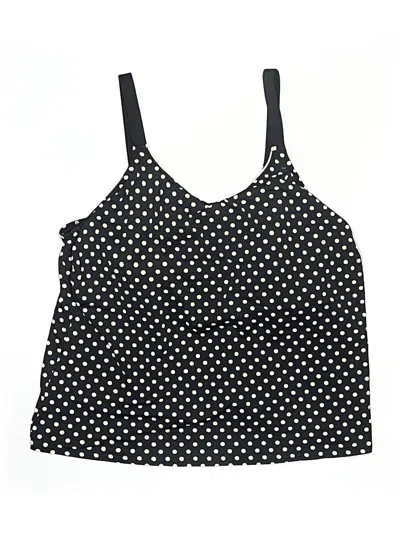 Pre-owned Lands' End Swimsuit Top Black Polka Dots Pattern Swimwear