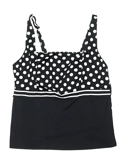 Pre-owned Lands' End Swimsuit Top Black Polka Dots Pattern Swimwear