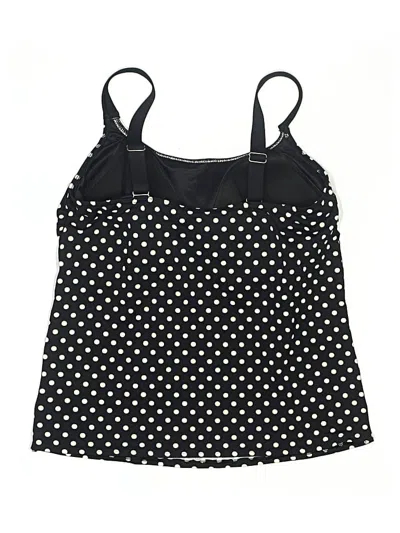 Pre-owned Lands' End Swimsuit Top Black Polka Dots Pattern Swimwear