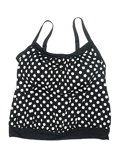 Pre-owned Lands' End Swimsuit Top Black Polka Dots Pattern Swimwear