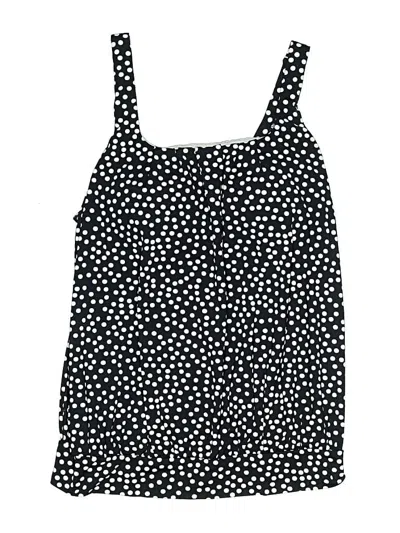 Pre-owned Lands' End Swimsuit Top Black Polka Dots Pattern Swimwear