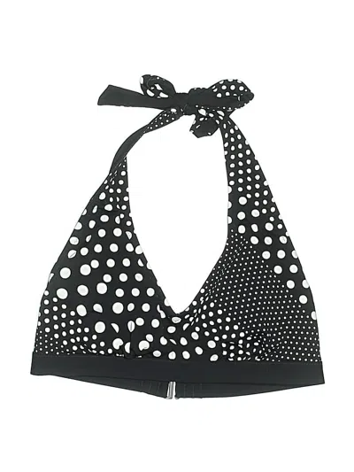 Lands' End Swimsuit Top Black Polka Dots Pattern Swimwear In Blue