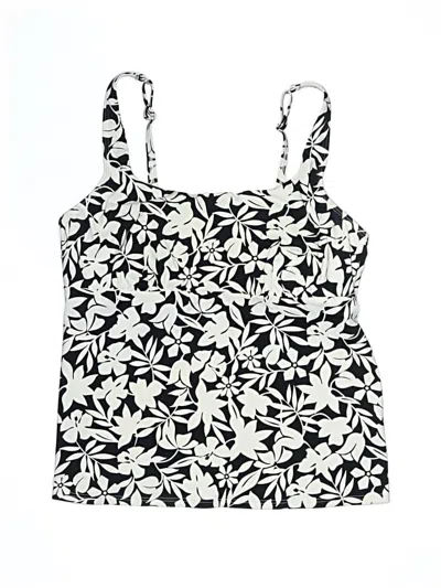 Pre-owned Lands' End Swimsuit Top Black Print Pattern Swimwear