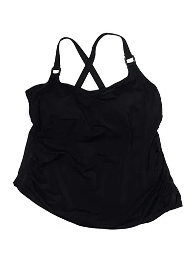 Pre-owned Lands' End Swimsuit Top Black Solid Pattern Swimwear