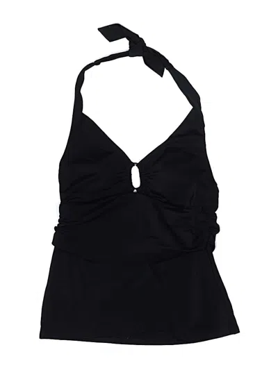 Pre-owned Lands' End Swimsuit Top Black Solid Pattern Swimwear
