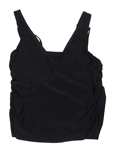 Pre-owned Lands' End Swimsuit Top Black Solid Pattern Swimwear