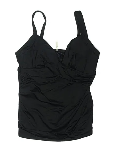 Pre-owned Lands' End Swimsuit Top Black Solid Pattern Swimwear