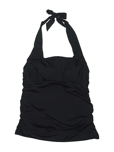 Pre-owned Lands' End Swimsuit Top Black Solid Pattern Swimwear