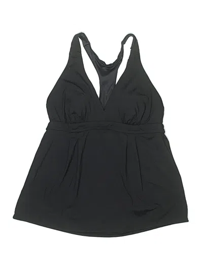 Pre-owned Lands' End Swimsuit Top Black Solid Pattern Swimwear