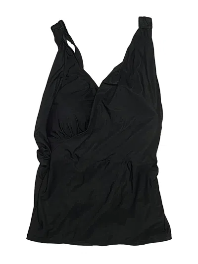 Pre-owned Lands' End Swimsuit Top Black Solid Pattern Swimwear