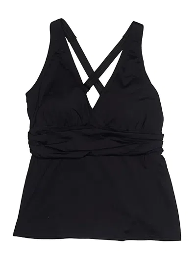 Pre-owned Lands' End Swimsuit Top Black Solid Pattern Swimwear