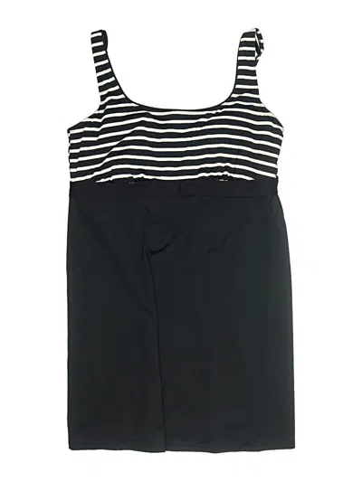 Pre-owned Lands' End Swimsuit Top Black Stripes Pattern Swimwear