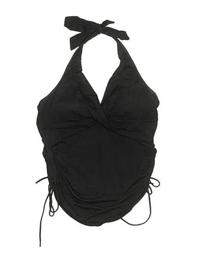 Pre-owned Lands' End Swimsuit Top Black Swimwear