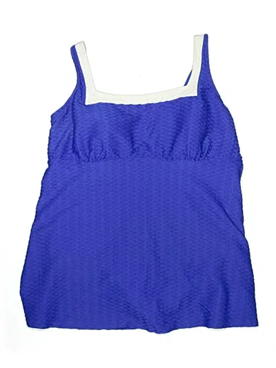 Pre-owned Lands' End Swimsuit Top Blue Chevron/herringbone Pattern Swimwear