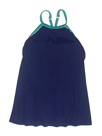 Pre-owned Lands' End Swimsuit Top Blue Color Block Pattern Swimwear