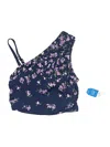 Lands' End Swimsuit Top Blue Floral Pattern Swimwear In Blue