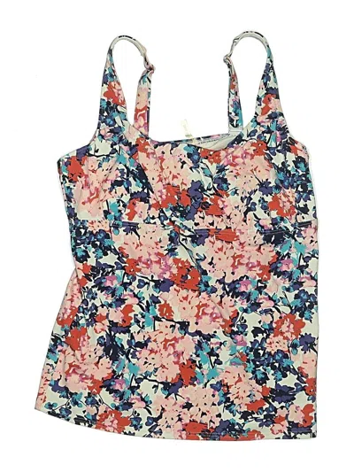 Pre-owned Lands' End Swimsuit Top Blue Floral Pattern Swimwear