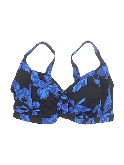 Pre-owned Lands' End Swimsuit Top Blue Floral Pattern Swimwear