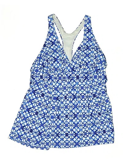 Pre-owned Lands' End Swimsuit Top Blue Halter Neckline Swimwear