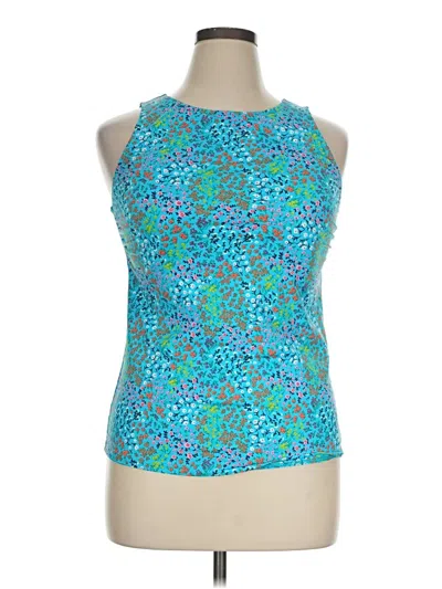 Pre-owned Lands' End Swimsuit Top Blue Halter Neckline Swimwear