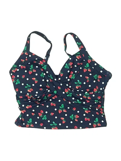 Pre-owned Lands' End Swimsuit Top Blue Hearts Pattern Swimwear