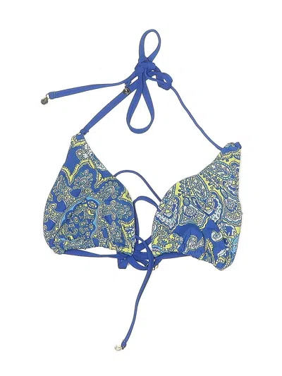 Pre-owned Lands' End Swimsuit Top Blue Paisley Pattern Swimwear