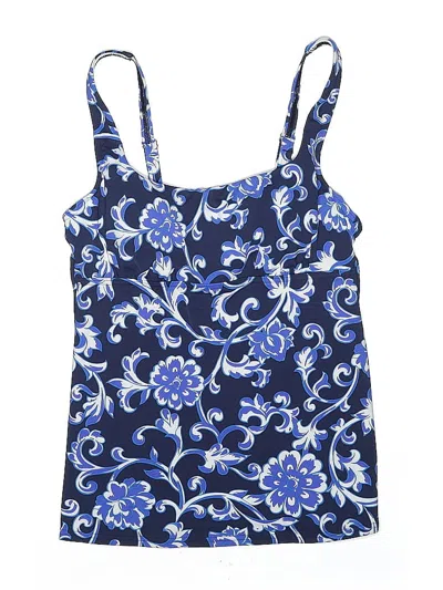 Pre-owned Lands' End Swimsuit Top Blue Paisley Pattern Swimwear