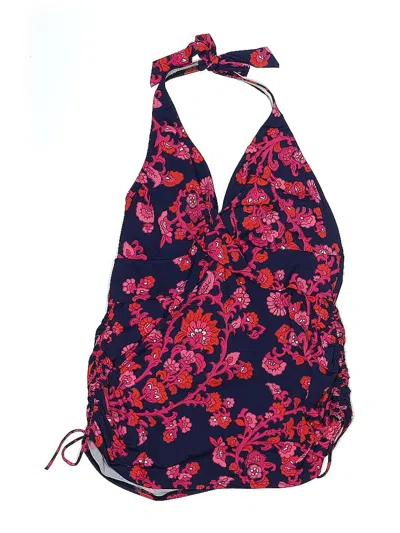 Pre-owned Lands' End Swimsuit Top Blue Paisley Pattern Swimwear