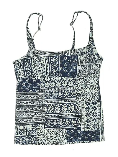 Pre-owned Lands' End Swimsuit Top Blue Paisley Pattern Swimwear