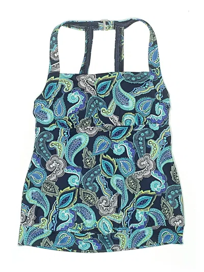 Pre-owned Lands' End Swimsuit Top Blue Paisley Pattern Swimwear