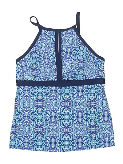 Pre-owned Lands' End Swimsuit Top Blue Paisley Pattern Swimwear